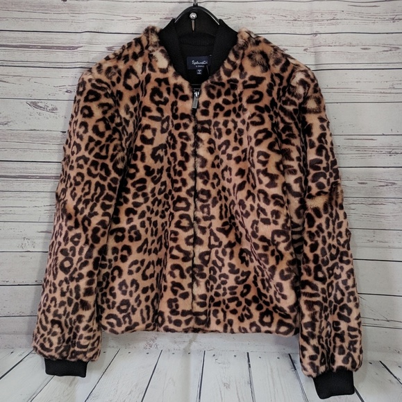 splendid leopard faux fur jacket